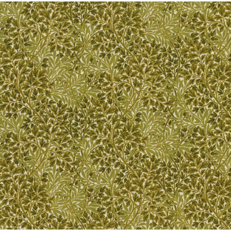 Tessuto Americano Morris Holiday Metallic foglie verdi