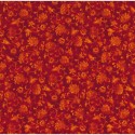Tessuto Americano Floreale con Disegni Arancio su Sfondo Rosso