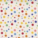Tessuto americano Moda Story Time pois multicolor fondo bianco